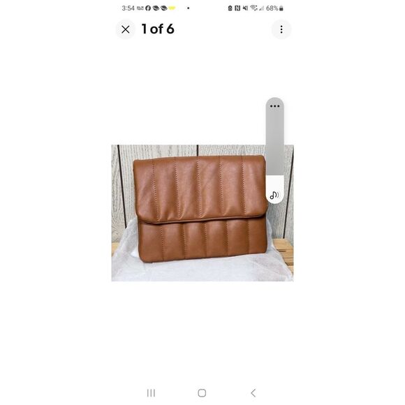 Fawn Design Handbags - Fawn Design Carmel‎ Brown Quilted Clutch Crossbody Bag Zipper Strap Dust Bag NEW